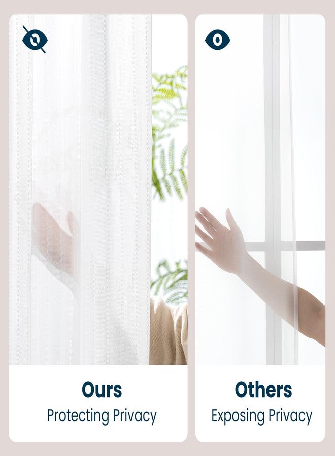 SLEEP ZONE Non-See-Through White Sheer Curtain, Thermal Insulated Sheer Curtains 63 inch Length 2 Panels Set Light Filtering Window Drapes with Rod Pocket for Living Room Bedroom, 52W × 63L, White - Image 5